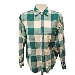 Vintage Control Button Front Top Button Sleeves One Pocket Shoulder Pad Wm Sz L